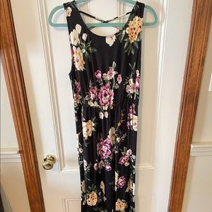 Womens black floral maxi dress